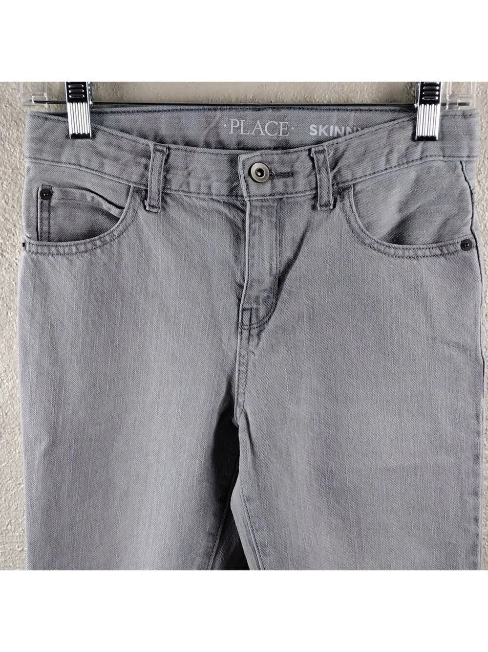 Children's Place Light Grey Skinny Five Pocket Mid Rise Button Zipper Front Jean